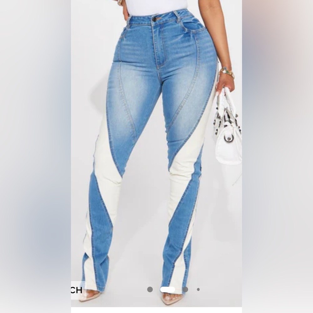 Stylish Blue and White Women's Jeans